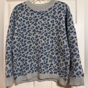 Blue and Gray leopard Patterned women’s Sweater